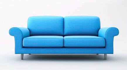 Fototapeta premium Blue contemporary sofa on white background.