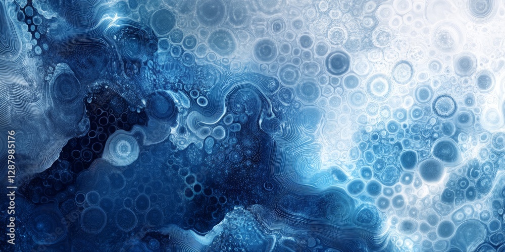 Poster abstract digital background with flowing dots and hexagonal patterns in shades of blue and gray, gen