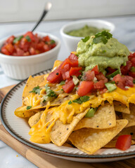 Cheesy Nachos with Fresh Salsa and Guacamole &ndash; Delicious Mexican Snack