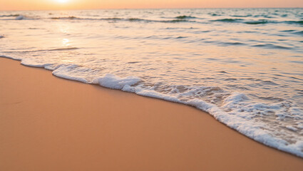 Beach scene with soft golden rays and gentle sand