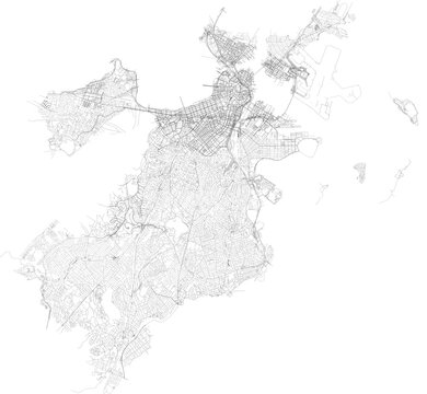 Map of Boston city transportation routes	
