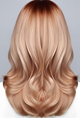 Fototapeta premium Beautifully styled blonde hair cascades down in soft waves, showcasing rich tones and texture