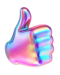 Isolated Holographic Gradient Thumbs Up Icon, Dynamic and Unique