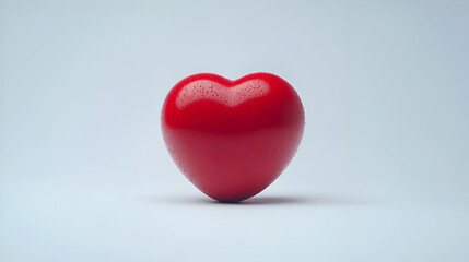 Fototapeta premium Red Heart with Water Drops on White Background
