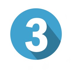 number three on white background