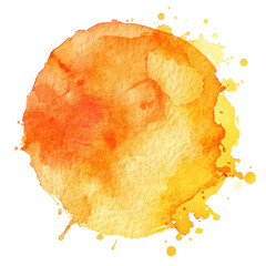 Naklejka premium yellow orange watercolor paint splash spot isolated on white or transparent png