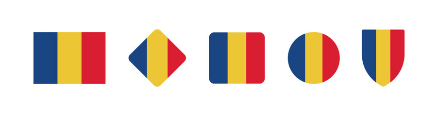 Vector Romania National Flag icon collection. Flag set of Romania various styles.