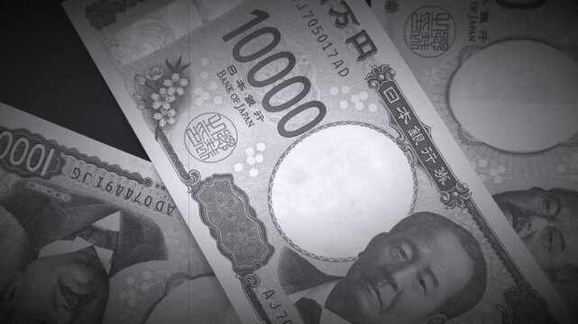 一万円札のお札が回る　新紙幣　渋沢栄一
