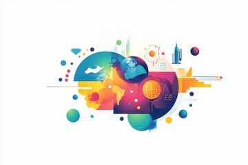 Obraz premium A dynamic and colorful logo banner celebrating International STEM Day on November 8th, featuring science, technology, engineering, and math icons.