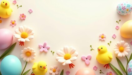 Simple, minimalist, and colorful background space for easter