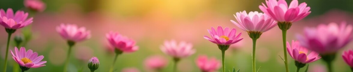 Fototapeta premium Soft pink dianthus in a field of spring flowers, dianthus, flowers, garden