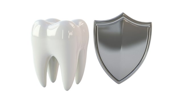 Isolated Shiny Tooth Next to Protective Shield