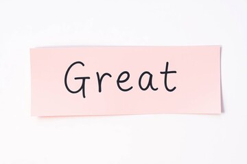 Text Great on pink note