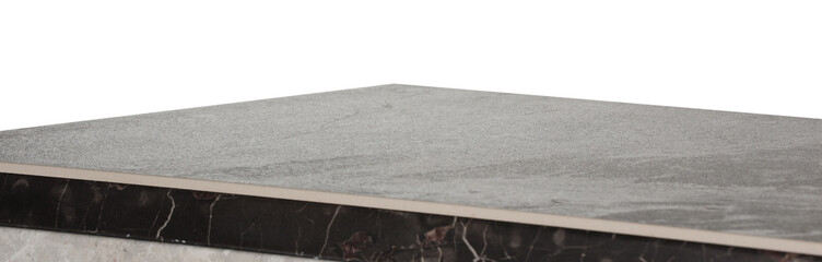 Grey marble table isolated on white. Space for design