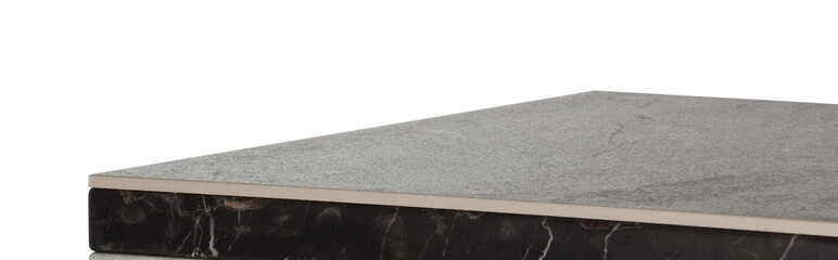Grey marble table isolated on white. Space for design
