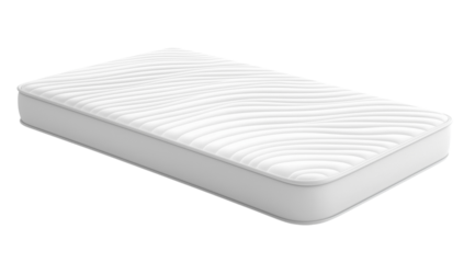 PNG, Bed. White mattress, isolated on white background, created using Generative AI technology.