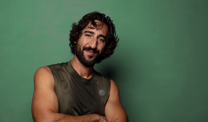 young adult bearded man. fitness concept