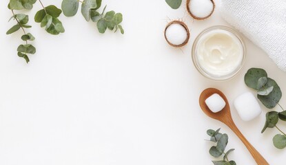 Eco natural coconut butter and moisturising cream are ready for a home spa
