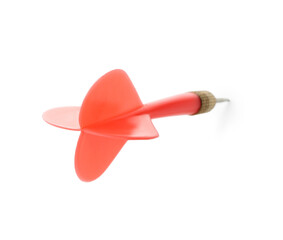 One red dart arrow in air isolated on white