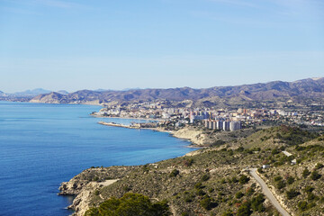 Fototapeta premium The panorama of La Vila Joiosa from the tower Aguilo, Benidorm, Spain