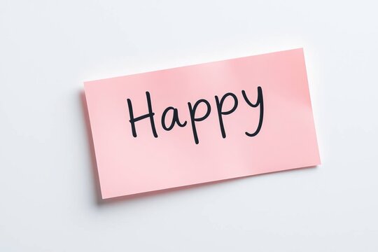 Text Happy on pink note
