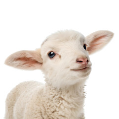 Fototapeta premium Portrait of a cute baby lamb Isolated Trasnparent Background, Png Isolated, Trasnparent Background
