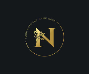 Elegant luxury floral n Initial logo