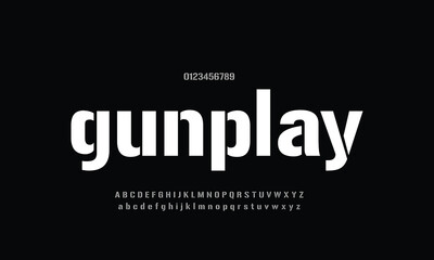 gunplay vector font alphabet with numbers