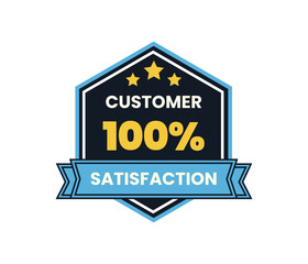 Customer 100% Satisfaction Guarantee Badge with Bold Typography and Stars