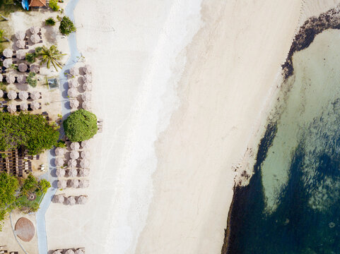 Indonesia, Bali, Nusa Dua, Aerial view of resort beach
