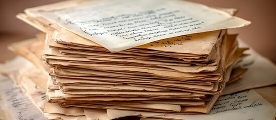 Naklejka premium Stacked Vintage Documents