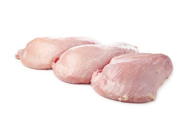 Three raw turkey breasts isolated on white