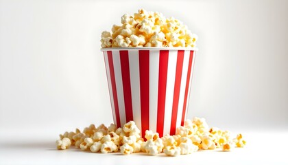 Popcorn, red and white striped container