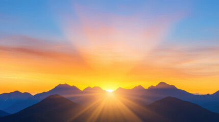 Obraz premium vibrant sunrise over mountains creates serene atmosphere