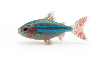 Fototapeta premium Translucent fish figurine on white background for educational purposes