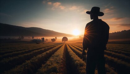  Smiling Female Farmer Holding Fresh Herbs in a Sustainable Green Farm with Solar Panels.