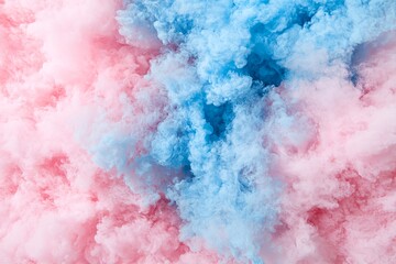 Fototapeta premium Colorful smoke swirls in shades of pink and blue create a vibrant atmosphere at an outdoor event celebrating creativity
