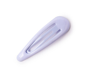 One blue hair clip isolated on white, top view