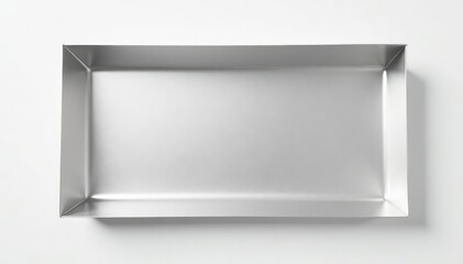 Fototapeta premium Metal sheet folded into a rectangular box shape on a white background, white, surface