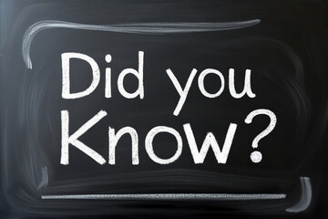 White text Did you know on black chalkboard