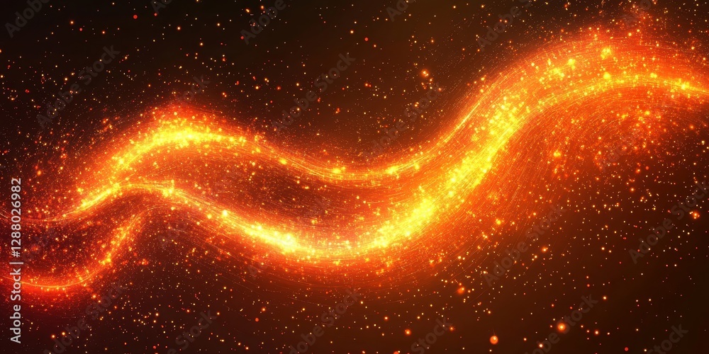 Poster abstract vector design of swirling light trails forming a dynamic and futuristic pattern, generative
