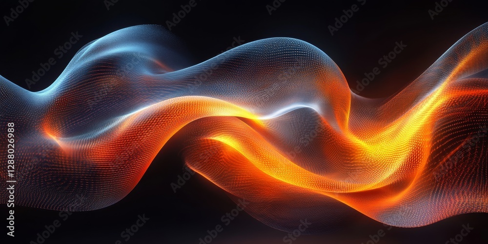Poster abstract vector design of swirling light trails forming a dynamic and futuristic pattern, generative