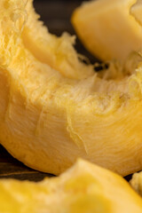 orange pumpkin fruit details cut into pieces for cooking