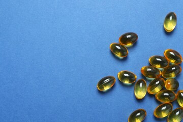 Fish oil tablets. Biologically active additives. Omega 3, 6, omega 9, vitamin A, E, D