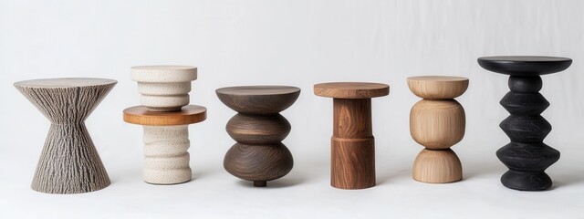 Modern Minimalist Side Tables Collection in Various Textures and Finishes for Contemporary Interiors