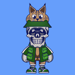 Mascot character design cartoon lynx hat