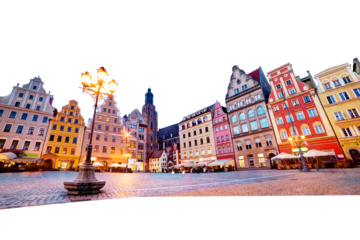 Skyline of Wroclaw, Poland old town isolated on transparent white png