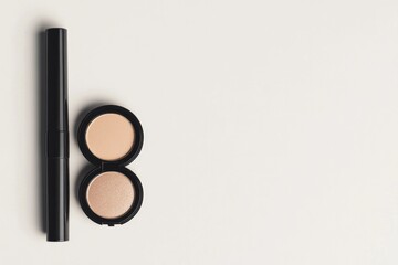 Minimalist beauty products displayed elegantly on neutral backgr