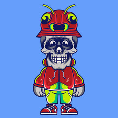 Mascot character design cartoon ant hat