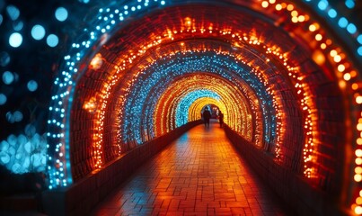 Obraz premium Cosmic Light Tunnel Design, Generative AI